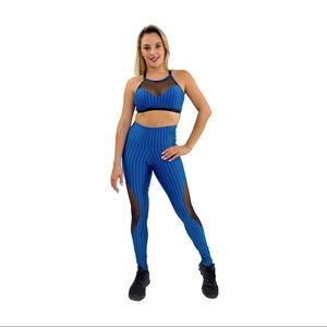 Fit Body Brazil workout set leggings and top - blue